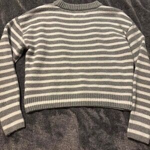 Pink Rose Grey and white striped cropped sweater size small